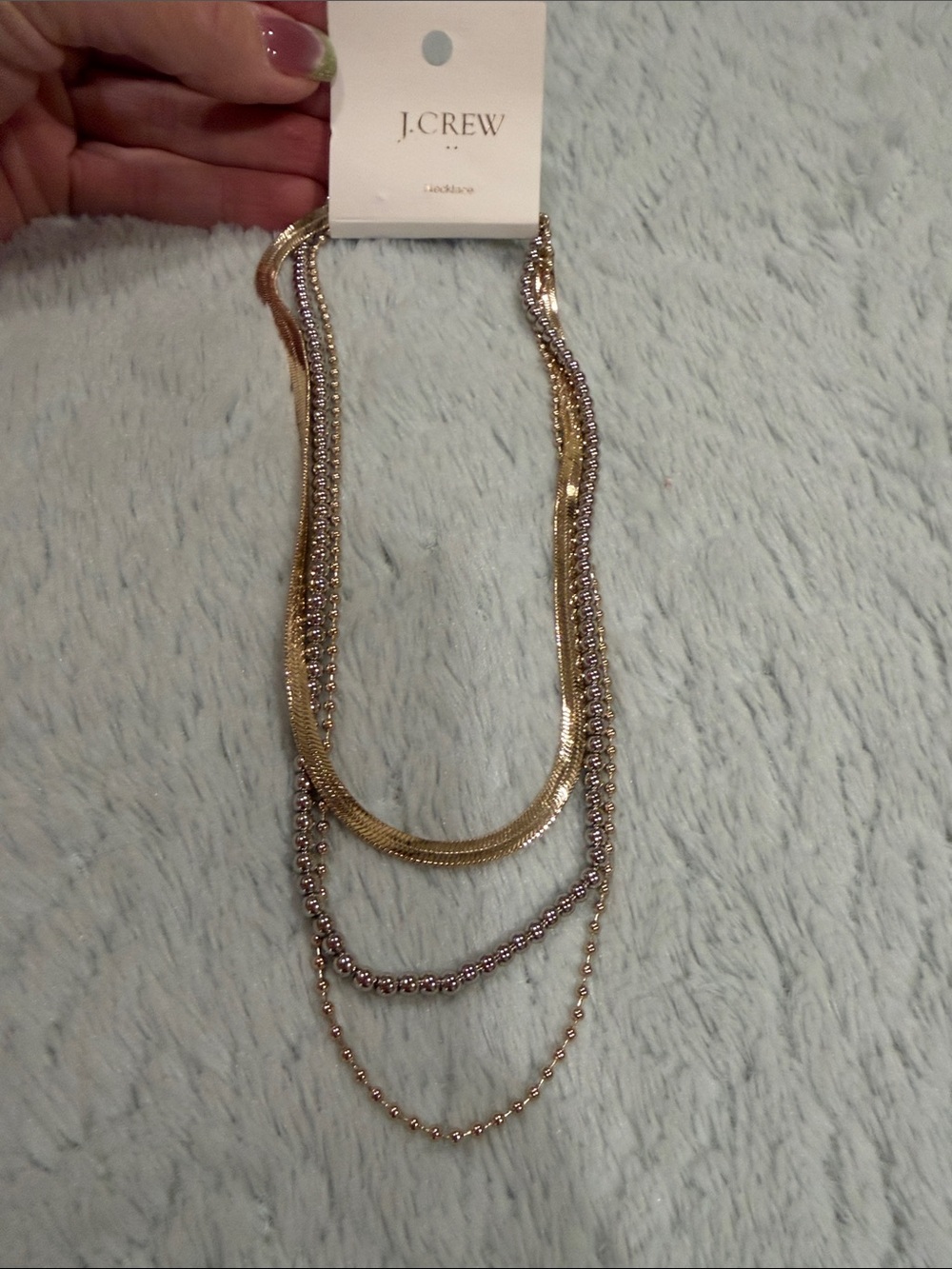 J. Crew Layered Gold and Silver Toned Multi-Strand Necklace